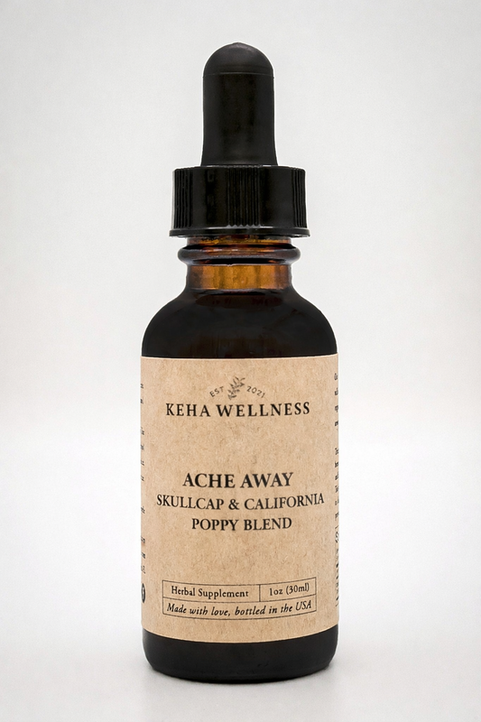 Ache Away Tincture — Skullcap & California Poppy | Organic Herbal Comfort Blend