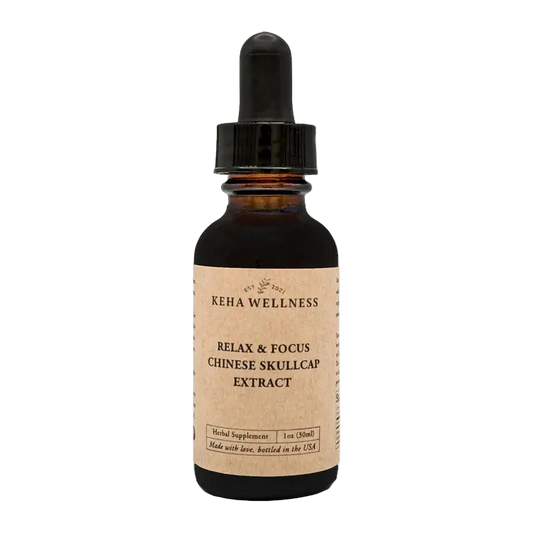 Bottle of Keha Wellness Chinese Skullcap Extract on a white background