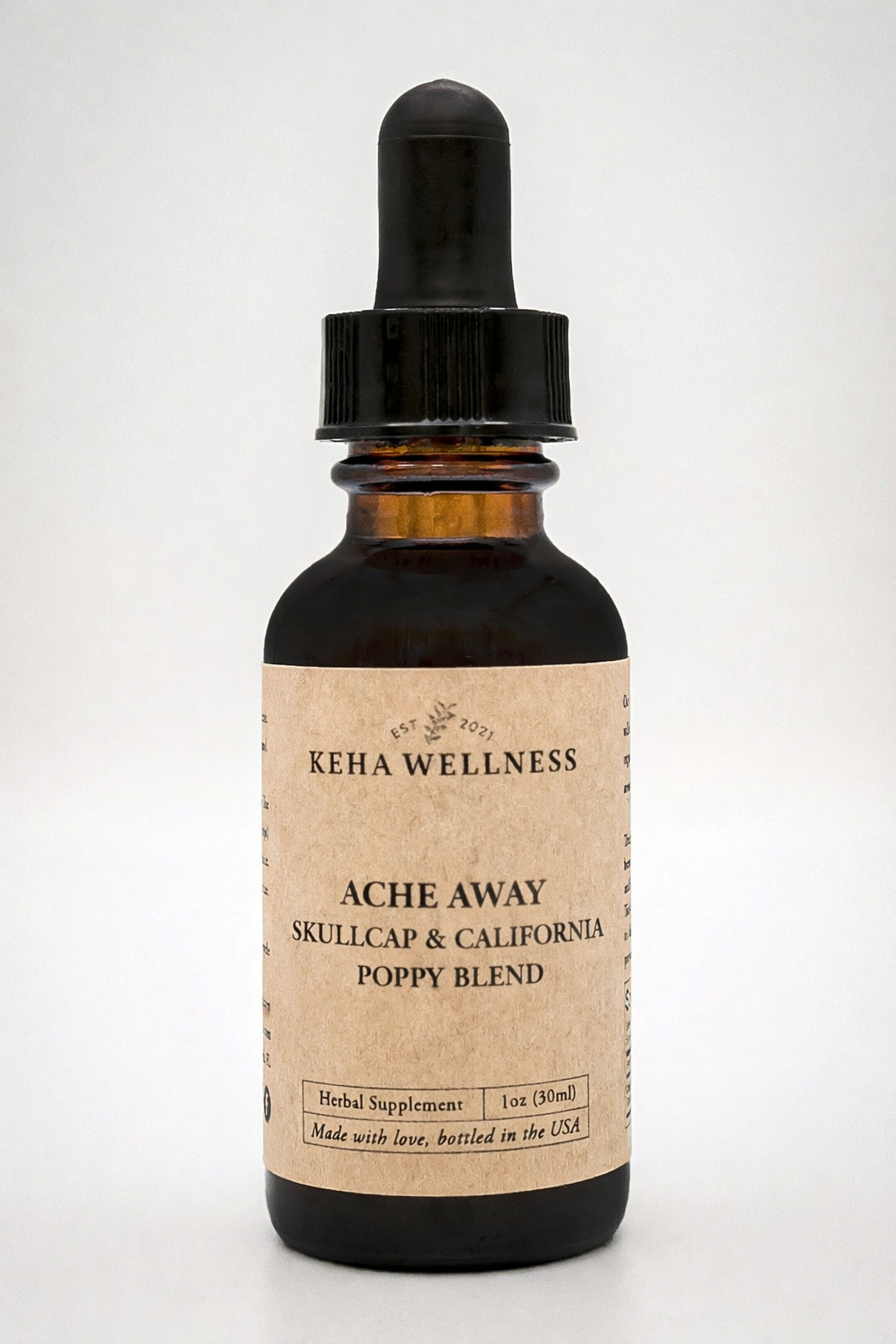 Ache Away Tincture — Skullcap & California Poppy | Organic Herbal Comfort Blend