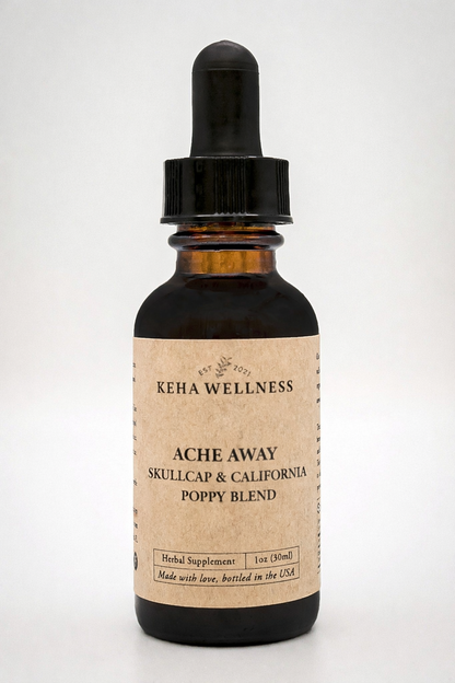 Ache Away Tincture — Skullcap & California Poppy | Organic Herbal Comfort Blend
