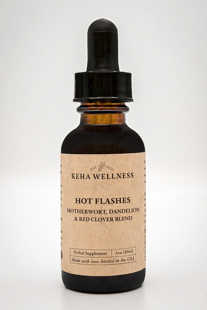 Hot Flashes Tincture — Motherwort, Dandelion & Red Clover | Organic Herbal Extract