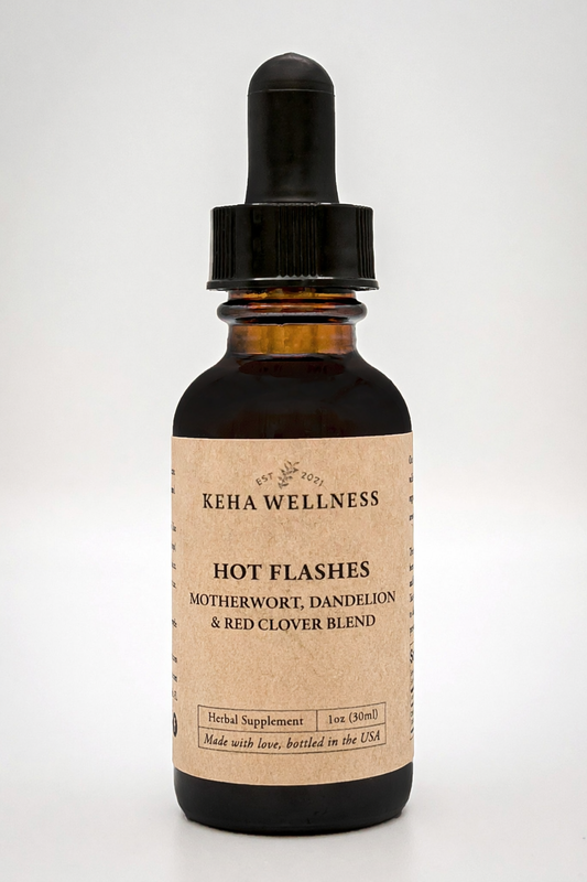 Hot Flashes Tincture — Motherwort, Dandelion & Red Clover | Organic Herbal Extract