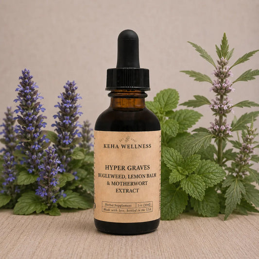 Hyper Graves Tincture — Bugleweed, Lemon Balm & Motherwort | Organic Herbal Thyroid Support Blend