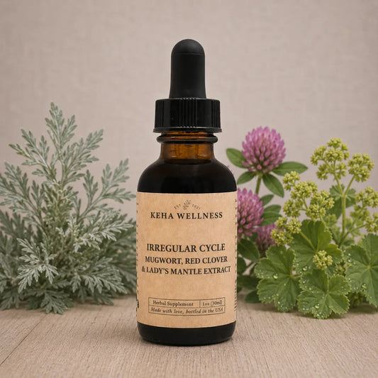Irregular Cycle Tincture — Mugwort, Red Clover & Lady's Mantle | Organic Herbal Women's Blend