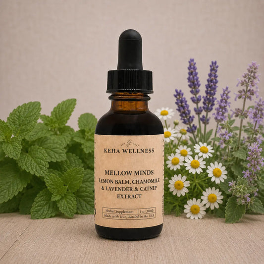 Mellow Minds Tincture — Lemon Balm, Chamomile, Lavender & Catnip | Organic Herbal Calm Blend