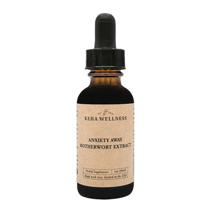 Bottle of Keha Wellness Anxiety Away Motherwort Extract on a white background